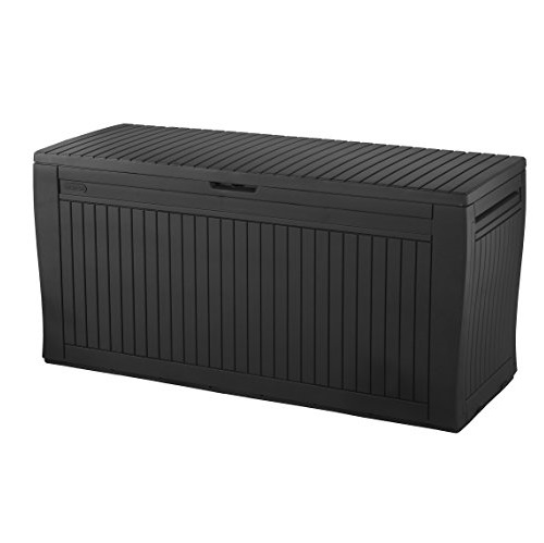 Keter Comfy 71 Gallon Resin Plastic Wood Look All Weather Outdoor Storage Deck Box, Brown, Only $49.87, free shipping
