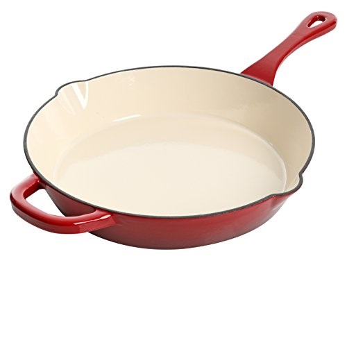 Crock Pot Artisan Enameled Cast Iron 12-Inch Round Skillet, Scarlet Red, Only $27.83, free shipping