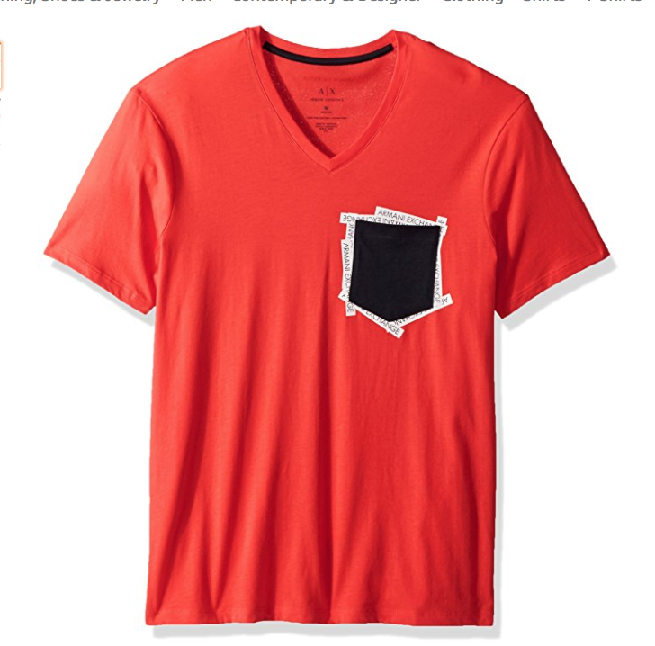 休闲时尚！A|X阿玛尼Pocket Logo男士T恤, 现仅售$22.70