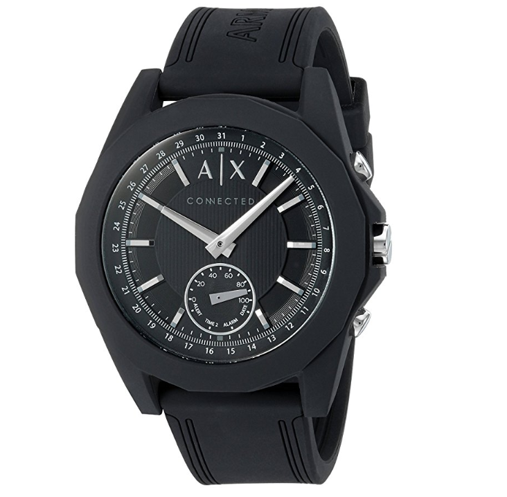 Armani Exchange Men's 'Drexler' Quartz Resin and Silicone Smart Watch, Color Black (Model: AXT1001) only $89.99