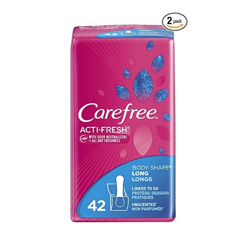Carefree Acti-Fresh Body Shape Long To-Go Pantiliners Unscented 42 ct (Pack of 2), Only $5.94