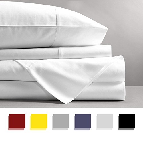 Mayfair Linen 600 Thread Count 100% Cotton Sheets - White Long-staple Cotton Queen Sheets, Fits Mattress Upto 18'' Deep Pocket, Sateen Weave, , Only $44.99, free shipping