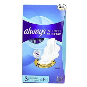 Always Infinity Feminine Pads for Women, Size 3, Extra Heavy Flow Absorbency, with Wings, Unscented, 28 Count, Pack of 3,  (84 Total Count) $14.73