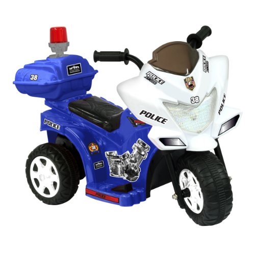 Kid Motorz 6V Lil Patrol In Blue & White With Siren Light & Storage Box Ride On, Blue/White, Only $39.93 , free shipping