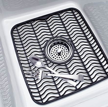 Rubbermaid Antimicrobial Sink Protector Mat, Black Waves, Small (FG129506BLA) only $4.97