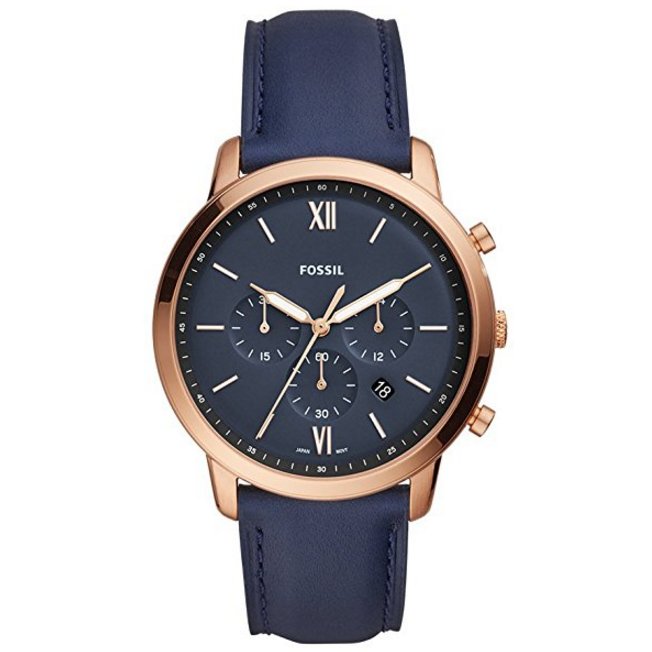 Fossil Neutra Chronograph Navy Leather Watch $74.50，free shipping