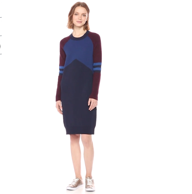 Lacoste Heavy Jersey and Technical Yarn Colorblock Dress 女款針織連衣裙, 原價$225, 現僅售$63.72, 免運費！