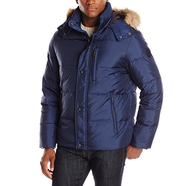 Cole Haan Signature Men's Faux Down Open Bottom Bomber With Detachable Hood only $43.43