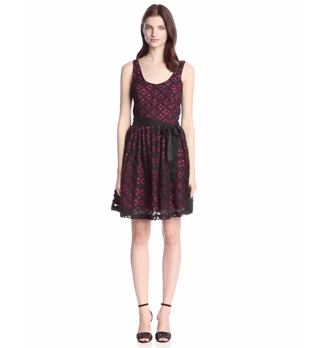 Amanda Uprichard Women's Lace Fit and Flare Dress with Bow Belt only $38.11
