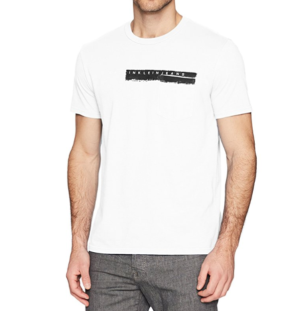 Calvin Klein Men's Short Sleeve T-Shirt Calvin Pocket Print Crew Neck ONLY  $12.21
