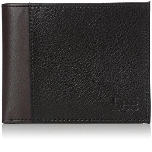 Lee Men's Pebble Textured Leather RFID Blocking Passcase Wallet, Black/Brown, One Size, Only $11.38