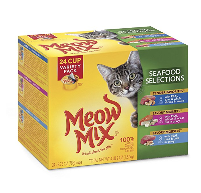 Meow Mix 喵星人湿猫粮 海鲜风味24盒, 现仅售$10