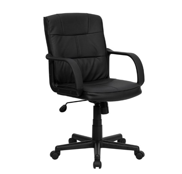 Flash Furniture Mid-Back Black Leather Swivel Task Chair with Arms only $48.59