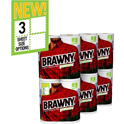 Brawny Tear-A-Square Paper Towels, 12 Rolls, 12 = 24 Regualr Rolls, 3 Sheet Size Options, Quarter Size Sheets $18.22