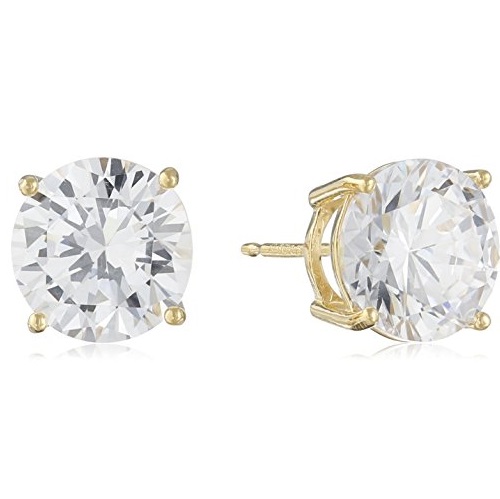 Amazon Collection Sterling Silver Round Cut Cubic Zirconia Stud Earrings, Only $10.00