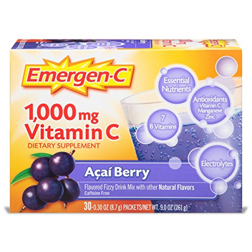 Emergen-C (30 Count, Acai-Berry Flavor, 1 Month Supply) Dietary Supplement Fizzy Drink Mix with 1000mg Vitamin C, 0.30 Ounce Packets, Caffeine Free, Only $9.49, free shipping after using SS