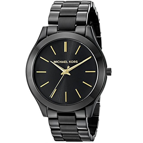 Michael Kors Slim Runway 黑色不鏽鋼女款休閑腕錶，原價$195.00，現僅售$96.03，免運費