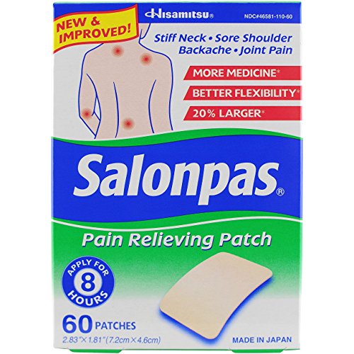 Salonpas Pain Relieving Patch for Back, Neck, Shoulder, Knee Pain and Muscle Soreness - 8 Hour Pain Relief - 60 Count, Only $6.49