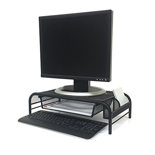 Mind Reader Raise' Metal Mesh Monitor Stand with Drawer, Black, Only $16.99