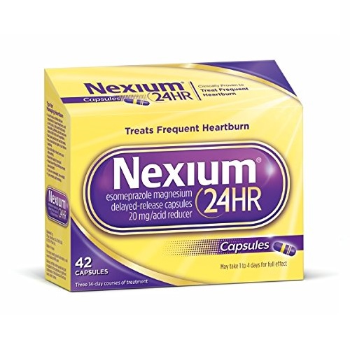 Nexium 24HR (20mg, 42 Count) Delayed Release Heartburn Relief Capsules, Esomeprazole Magnesium Acid Reducer, only $12.76, free shipping after clipping coupon and using SS