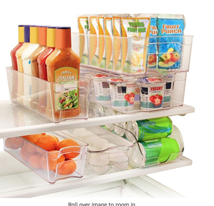 Greenco GRC0250 6 Piece Refrigerator and Freezer Stackable Storage Organizer Bins with Handles, Clear only $27.99