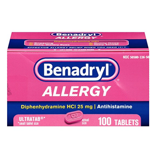 Benadryl Ultratabs Antihistamine Allergy Relief with Diphenhydramine HCl 25 mg, 100 ct, 100 only $2.79