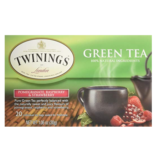 Twining 綠茶 石榴草莓味 20包, 現僅售$3.18