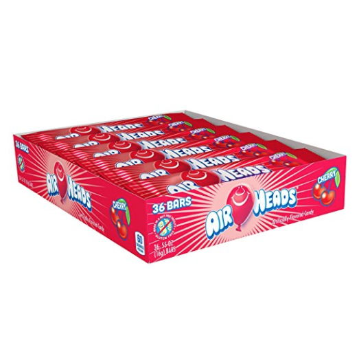 AirHeads Candy Individually Wrapped Bars, Cherry, Non Melting, 0.55 Ounce (Bulk Pack of 36), Only $6.85, You Save $0.22(3%)