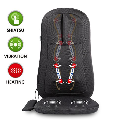 Snailax Shiatsu Massage Seat Cushion with Heat and 4 Rolling Nodes, Back and Neck Massager, Massage Chair Pad for Home Office Car use SL-261, Only $66.96  after clipping coupon, free shipping