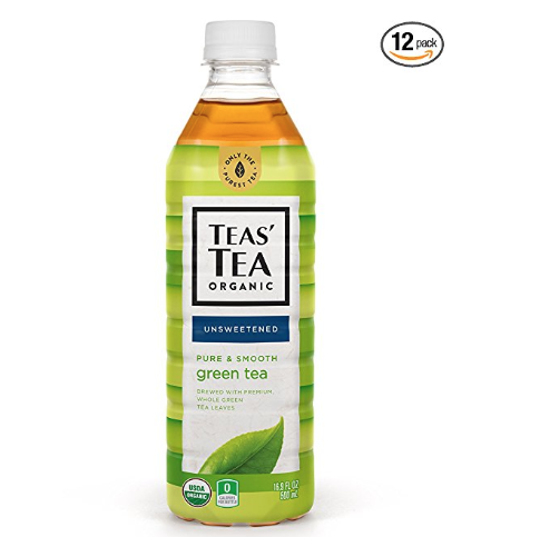 Teas' Tea 无糖有机绿茶 16.9 Ounce 12瓶, 现点击coupon后仅售$13.53, 免运费！