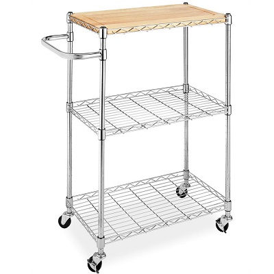 Whitmor Supreme Kitchen and Microwave Cart Wood & Chrome, Only $29.99, free shipping