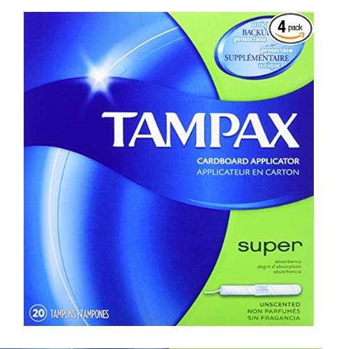 Tampax Cardboard Applicator Tampons, Super Absorbency, Unscented, 20 Count - Pack of 4 (80 Total Count), Only $10.60 after clipping coupon