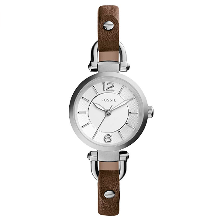 Fossil Women's ES3861 Georgia Three-Hand Watch with Dark Brown Leather Band only $56.98