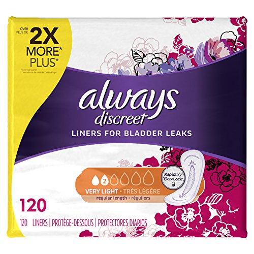 Always Discreet, Incontinence Liners, Very Light, Regular Length, 120 Count, Only $10.23 after clipping coupon