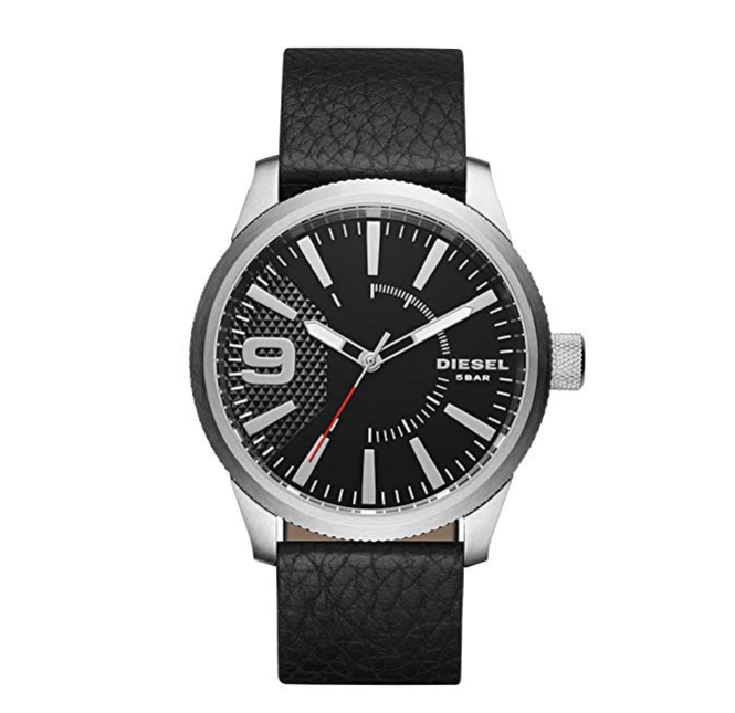Diesel Men's 'RASP' Quartz Stainless Steel and Leather Casual Watch, Color Black (Model: DZ1766) only $79.99