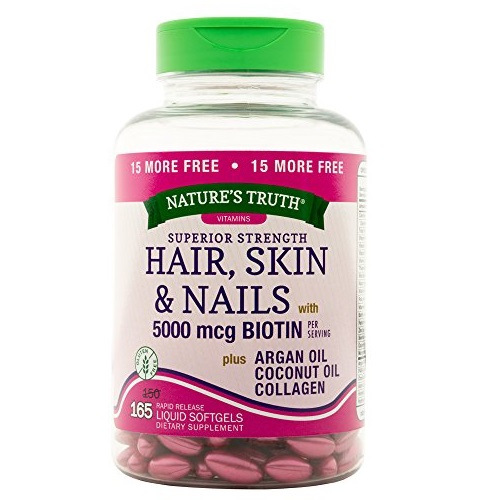 史低价！Nature's Truth 头发、指甲护理维生素+胶原蛋白，165粒，原价$15.99，现点击coupon后仅售$8.49，免运费
