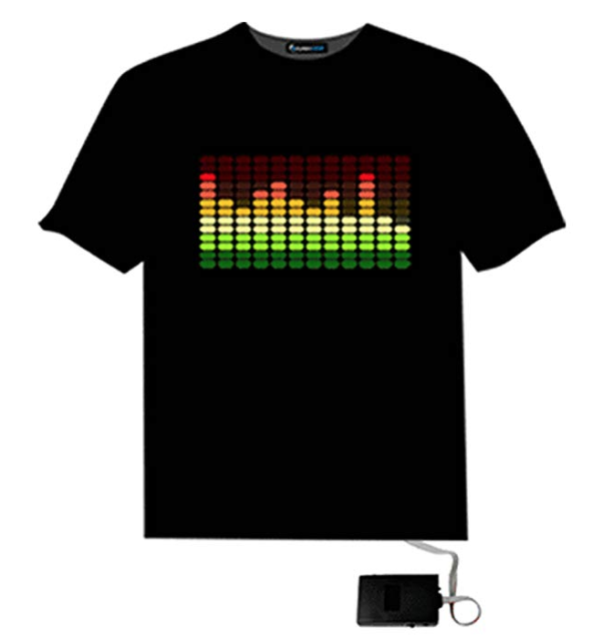 LED Sound Activated E-Q Raver T-Shirt (Extra Large) only $11.99