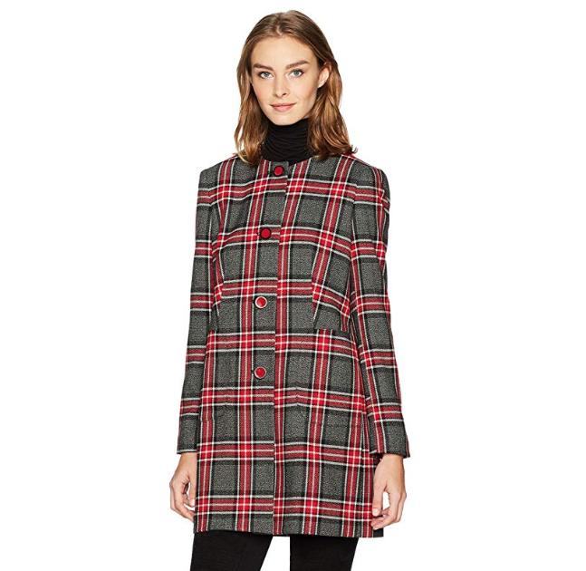 Nine West Plaid Topper 女款時尚格子外套, 原價$149, 現僅售$28.08, 免運費！
