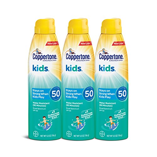 Coppertone 水宝宝儿童防晒喷雾 SPF 50，5.5 oz/瓶，共3瓶，原价$22.66，现仅售$14.90，免运费