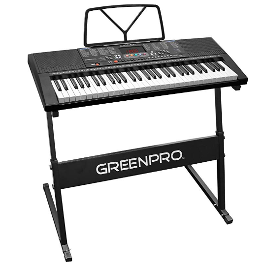 Click N' Play GreenPro 61 Key Portable Electronic Piano Keyboard LED Display with Adjustable Stand and Music Notes Holder $77.13，free shipping