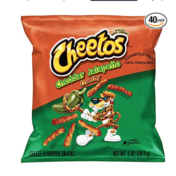 Cheetos Crunchy Cheddar Jalapeno Flavored Cheese Snacks, 1 Ounce (Pack of 40) only $9.60