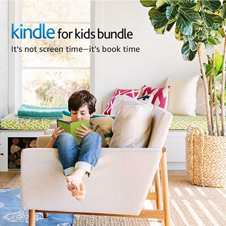 史低价！Kindle 儿童套装 最新版无广告Kindle E-reader+2年保修+8色任选Kindle壳 $59.99，免运费