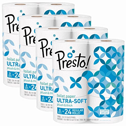 Amazon Brand - Presto! Ultra-Strong Toilet Paper, 308-Sheet Mega Roll, 24 Count $21.90