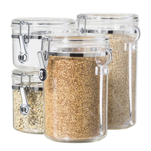 Oggi 4-Piece Acrylic Canister Set with Airtight Lids and Acrylic Spoons-Set Includes 1 each 28oz, 38oz, 59oz, 72oz, Only $11.87, free shipping