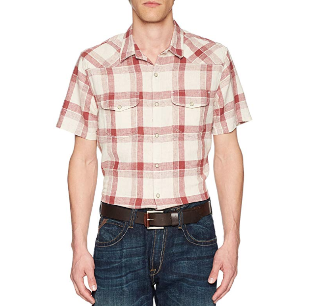 Lucky Brand Men's Casual Short Sleeve Western Button Down Shirt only $18