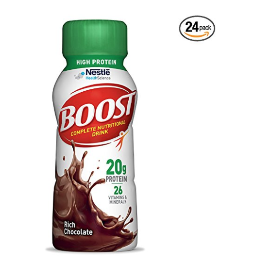 Boost 高蛋白 多種營養成分 巧克力能量飲料 24瓶，現點擊coupon后僅售$17.14 免運費！