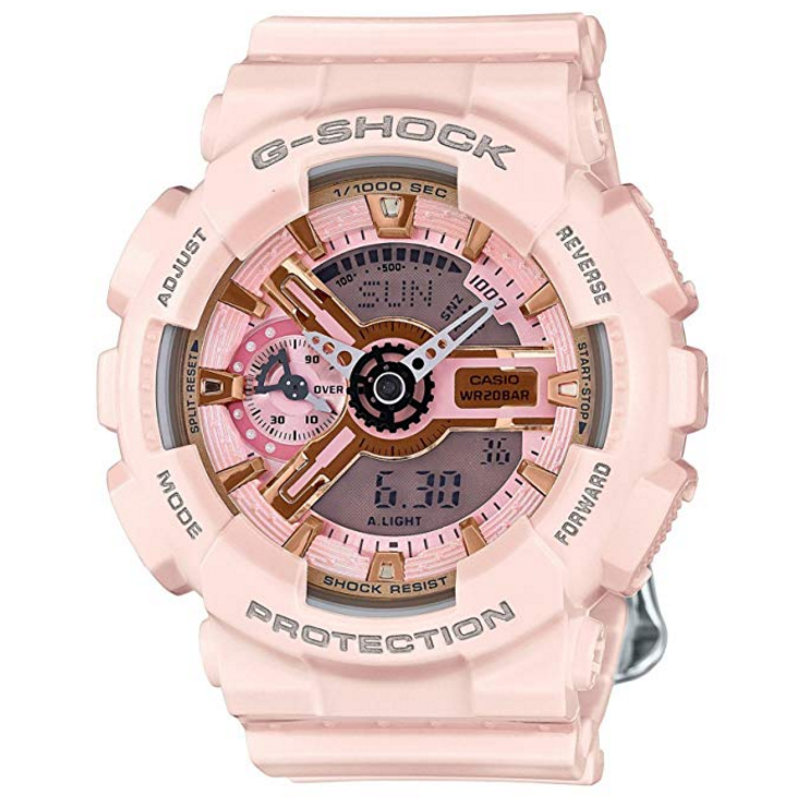 Casio G-Shock Gold and Pink Dial Pink Resin Quartz Ladies Watch GMAS110MP-4A1 $86.17，free shipping
