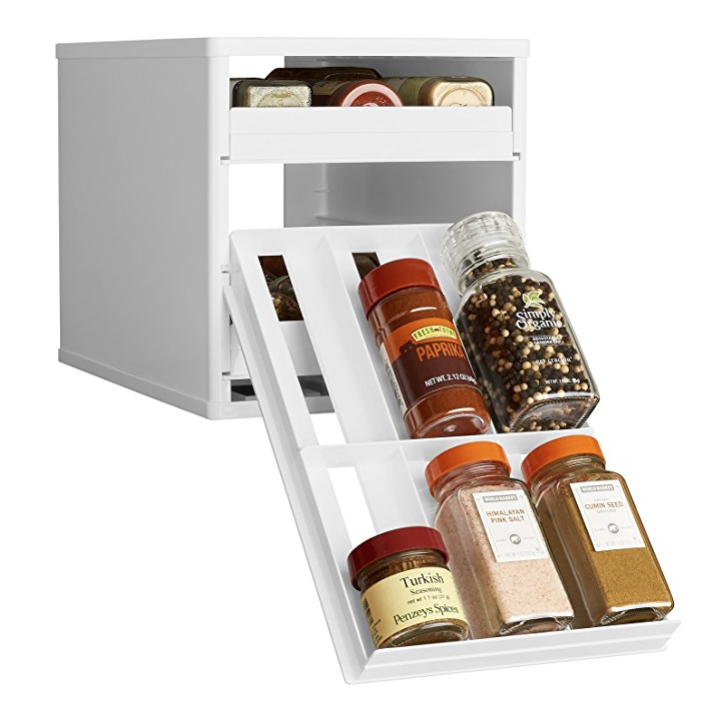 YouCopia Original SpiceStack 18-Bottle Spice Organizer with Universal Drawers, White only $19.88
