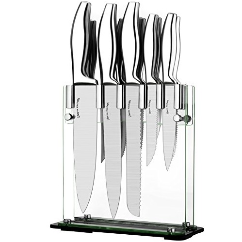 Utopia Kitchen Knife Set - 12 Pieces - Steel Handles Stainless Steel Knives with Acrylic Stand, Only $19.99