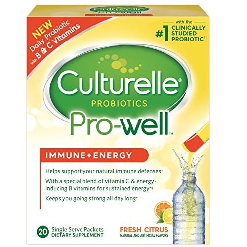 Culturelle® Pro-Well Immune + Energy Daily Probiotic Drink Mix | Helps Support Natural Immune Defenses* | Water Enhancer with Probiotics and Vitamin B &C | 20 Single Serve Packets, Only $7.12,